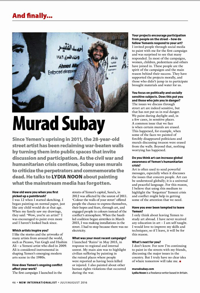 New Internationalist, Murad Subay